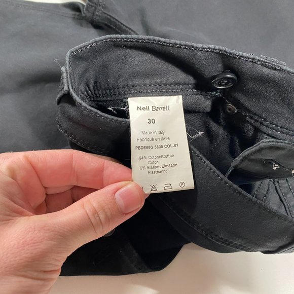 Neil Barrett Slim Fit Low Rise Chino pants black mens size 30x28 - Picture 6 of 9